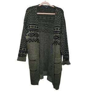 Kristine Women's L/XL Aztec Print Duster Cardigan with Pockets